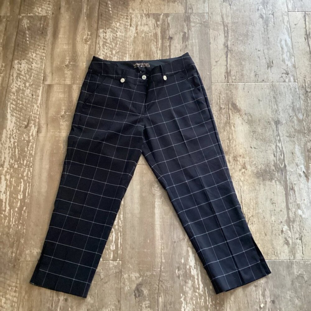 NIKE GOLF Tour Performance Black Plaid Dri-fit Cropped Pants Women’s 6